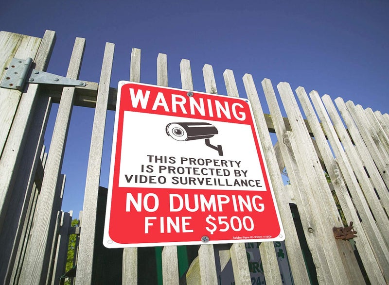 Faittoo Warning No Dumping Fine $500 Sign, This Property Is Protected By Video Surveillance Sign, 14 x 10 Inches .040 Rust-Free Aluminum, UV Protected, Weather Resistant, Easy to Mount (2 Pack) - Image 5